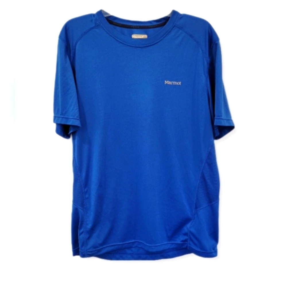 Marmot Shirt Blue Short Sleeve Stretch Active Sport Size XL
